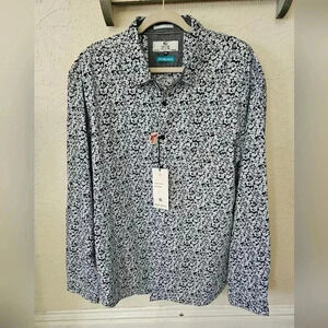 MBX Premium Goods Mens 2XL Long Sleeve Shirt Button Up Blue Floral NWT SLIM FIT